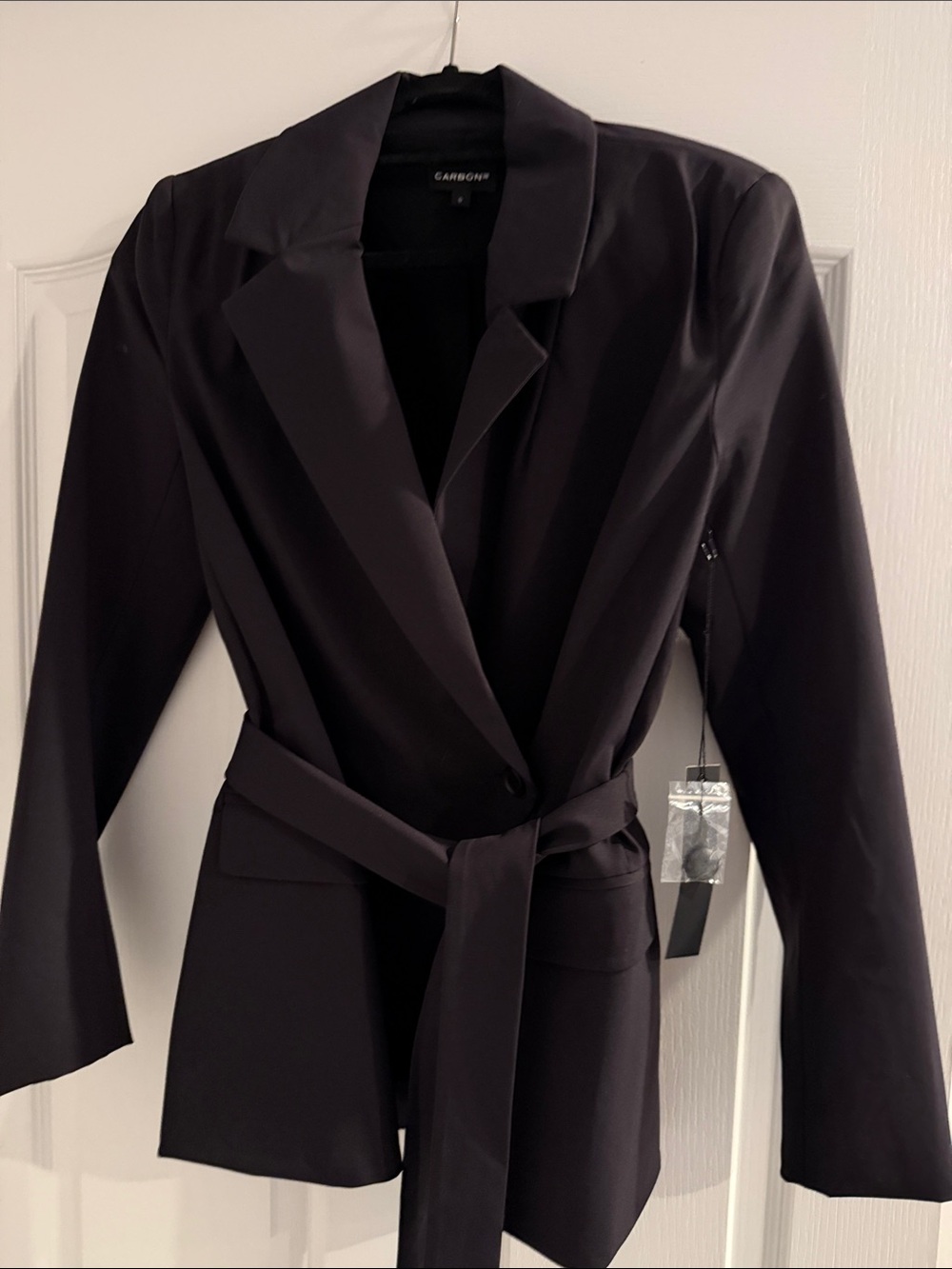 Carbon38 Black Belted Blazer Jacket